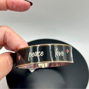 Wide Band Black and Gold Bangle Bracelet